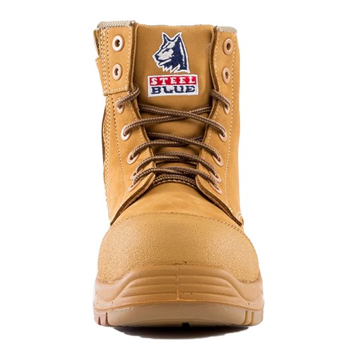 Steel blue argyle zip scuff cap boots