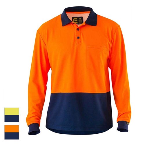 ELEVEN Workwear Spliced Cotton Back Hi-Vis L/S Polo Shirt