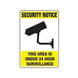 Security Notice This Area Is Under 24 Hours W'Picto Poly 450x300 SW023LSP