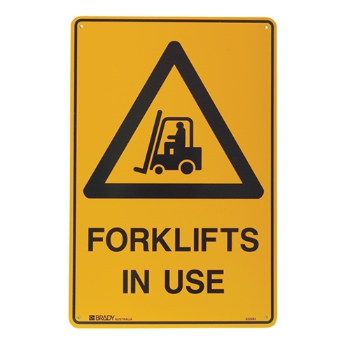 Warning Forklifts In Use Poly Sign 600x450mm